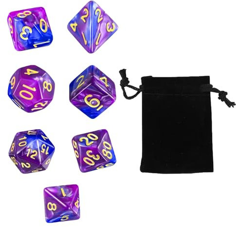 7 Pezzi Set di Dadi Poliedrici con Tasche Dadi Poliedrici a Due Colori Acrilico Dadi D&D Gioco DND Dice Set in Poliedrico Riutilizzabile per Dungeons and Dragons Giochi da Ruolo Carte Tavolo (D)