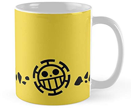 YIVXA Novelty Mug 11 Oz Trafalgar Law Heart Pirate One Piece Logo Coffee Mug Ceramic Tea Cups