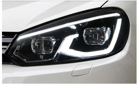 Paar Scheinwerfer Montage 2009–2013 kompatibel for VW Golf 6 MK6 Jetta Variant Scheinwerfer Baujahr Scheinwerfer for Golf6 R20 Stil Bi-Xenon-Objektiv HID