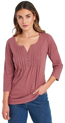 Long Tall Sally - LTS Tall Pink Henley Top - Women's