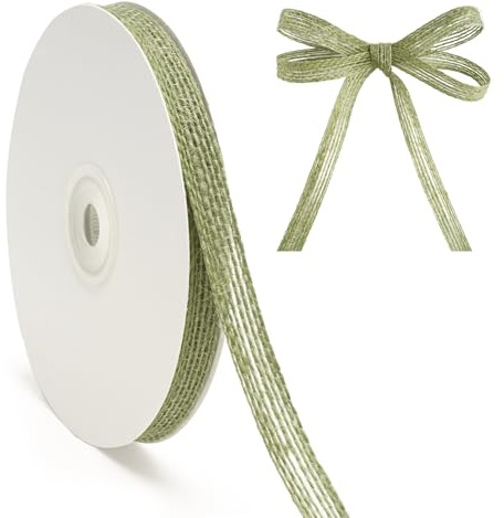 G2PLUS 10mm Sage Green Natural Hessian Ribbon: 20Yards Jute Burlap Ribbon | for Crafting, Gift Wrapping and Christmas Wreaths Project