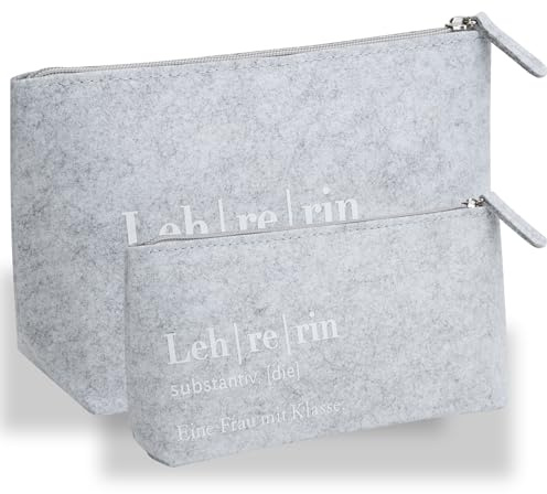 RF&CM 2 Stück Filz Mäppchen Kosmetiktasche Eine Frau mit Klasse Filz Multifunktions Briefpapier Beutel Geschenk für Erzieherin,Abschiedsgeschenk für Lehrerin Kollegen Hochzeit Schminktasche