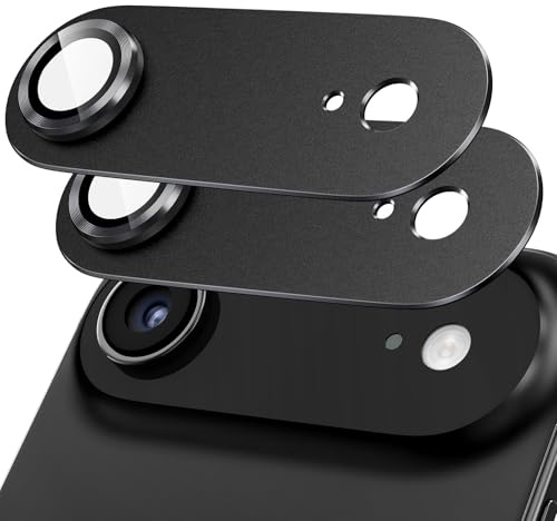 Giftorld [Confezione da 2 Protezioni per Obiettivo Fotocamera per iPhone 17 Air, vetro temperato 9H, copertura in alluminio aeronautico, visione notturna, chiarezza HD, installazione semplice - Nero]