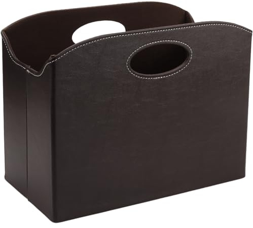 CHEUKYIU Zeitschriftenständer Modern, 34,8 x 18,8 x 26,8cm Faltbare Zeitungskorb mit Tragegriff, Leder Zeitschriftensammler für Wohnzimmer, Büro