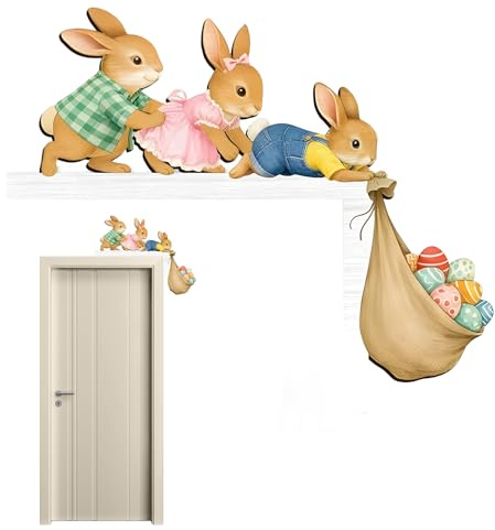 KbouZgxa Türrahmen Deko Ostern, Ostern Deko Innen und Außen, Lustige Osterdeko Tür, Elegante Osterdekoration für Fenster, Kamin, Kühlschrank