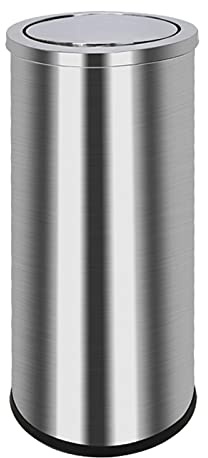 HTTGDGDH Trash Cans Wastebasket Stainless Steel Trash Bin,Round Step Trash Can Outdoor Indoor Garbage Enclosure,Kitchen Trash Can With Lid Kitchen Bathroom Rubbish Bin,