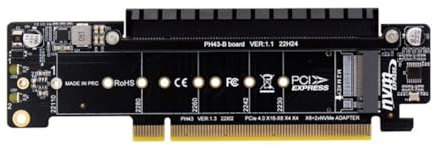 Pinafresa PCIe X16 to X8+X4+X4 Splitter Card PCIE X16 to M.2 NVME Adapter Support 2280/2260/2242/2230 SSD