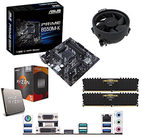 Ryzen 5 5600X 3.7Ghz (Turbo 4.6Ghz) 6 Core 12 Thread CPU, Prime B550M-K Motherboard & 16GB 3200Mhz DDR4 RAM Pre-Built Bundle