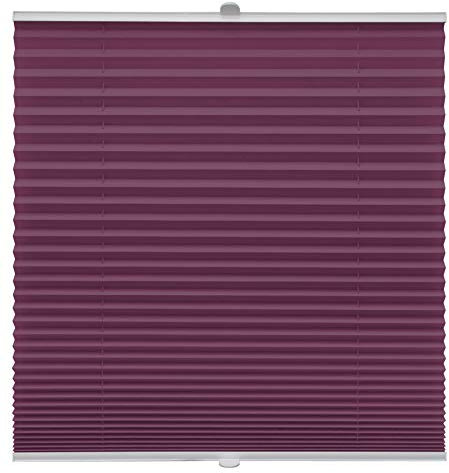 Plissee auf Maß Klemmfix für alle Fenster Montage über Klemmträger bis 27mm Faltrollo Blickdicht Sonnenschutzrollo Fenster-Rollo Lila Breite: 41-50 cm, Höhe: 101-150 cm
