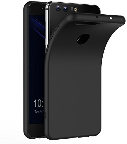COPHONE® Coque Noir Compatible avec Honor 8, Housse Etui Noir en Gel TPU Silicone Souple Ultra Mince avec Anti Choc pour Honor 8