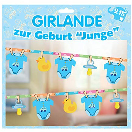 Udo Schmidt - Verkauf durch luftballonwelt Girlande zur Geburt Junge, ca. 2,15 Meter