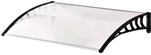 Outsunny Tejadillo de Protección contra Sol y Lluvia Marquesina para Puertas de Exterior Marquesina de Techo Diseño Moderno Aleación de Aluminio Duradero 122x89x24 cm Transparente