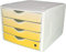 Helit H6129517 - Schubladenbox „the chameleon“ simple yellow, 4 Schubladen, für Format DIN A4, gelb, 1 Stück