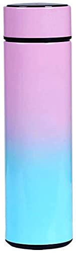 QiCheng&LYS 500ML Travel Mug, Flask with Temperature Display Vacuum Cup with Flask 304 Stainless Steel,Insulation Cup, Double Walled Vacuum for Heat and Cold Water (Pink Gradient)