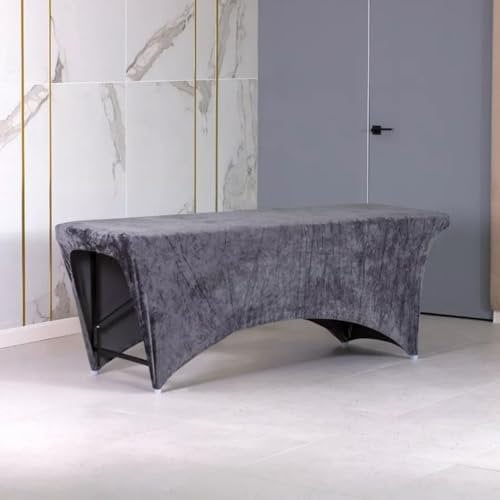 Verlängerter Liegenbezug für Massagebett | Bezug | 180 x 60 cm | Velours | Spannbetttuch für alle gängigen Kosmetikliegen, Massageliegen, Couches | Grau