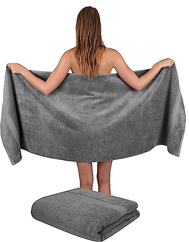 Betz 2 Stück Gold Saunatücher Badetuch XXL Duschtuch Saunatuch Saunahandtuch Set 100% Baumwolle Gold Größe 70 x 200 cm Farbe anthrazit Grau