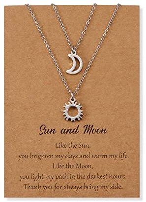 CheersLife Paar Beste Freundin Halsketten für 2 Sonne und Mond Freundschaft Schwester Halsketten für Teenager Mädchen Beste Freundin Geschenke für Frauen Männer Valentinstag Geschenke