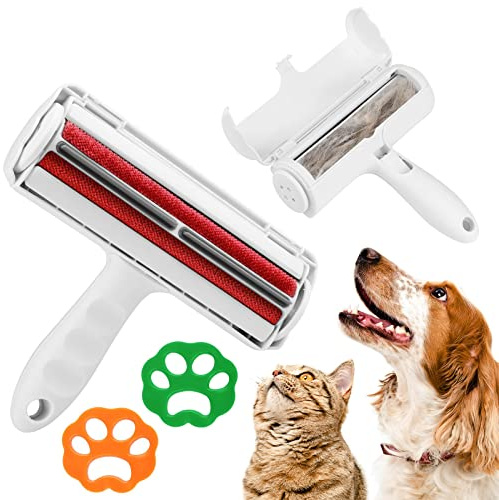 Flintronic Brosse Anti Poils Animaux Chat Chien, Rouleau Magique Anti-Poils, Brosse Ramasse Enlève Poils Magique Poil Rouleau à Poils d'animaux Épilateur (2*Vêtements Épilateur pour Machine à Laver)