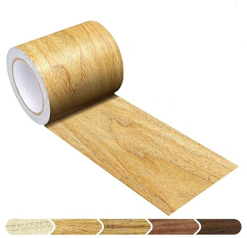 5M Woodgrain Patterned Duct Tape Wood Effect Repair Adhensive Duct Tape for Furniture Door (Golden)