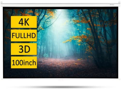 OVERMAX Vidéoprojecteur Suspendu Semi-Automatique Grand écran 16:9, 4K, Full HD, Longueur de Toile réglable, Montage Mural et au Plafond, Projection pour Home cinéma ((100'') 221 x 124 cm)