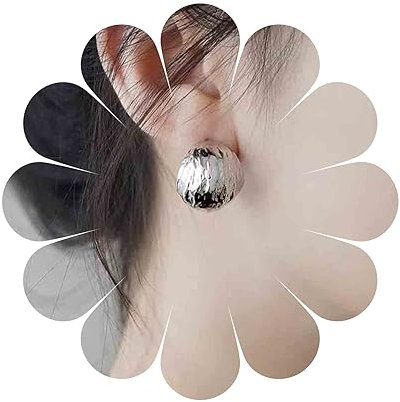 Yheakne Vintage Breite Creolen Ohrstecker C-Form Chunky Huggie Ohrringe Silber Offene Ohrringe Übertrieben Statement Ohrringe Schmuck für Frauen und Mädchen (Silber)