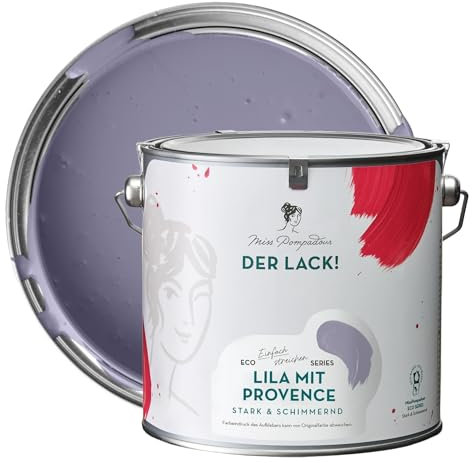 MissPompadour seidenmatte Holzfarbe Innen & Außen 2,5L Lila mit Provence, Möbelfarbe ohne Schleifen - Farbe für Holz, Metall, Kunststoff - Holzlack, Möbellack schnelltrocknend mit hoher Deckkraft