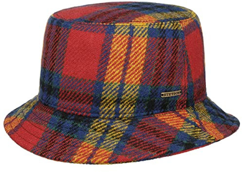 Stetson Harris Tweed Bucket Wollhut - Bunter Hut - Buchanan-Tartan-Stil - Kariert mit Überkaro - Herbst/Winter - Made in Germany - Unisex bunt 56 cm