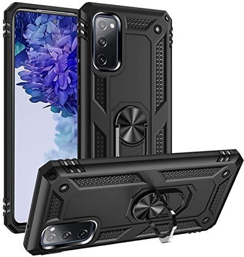 Verco Hybrid Armor Shiel Case für Samsung Galaxy S20 FE Hülle, extrem robust mit Magnet Fingerring Halter Handyhülle für Samsung S20 FE 5G Panzerhülle, Schwarz