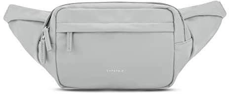 Expatrié Bauchtasche Damen Grau - Justine - Brusttasche für Reise, Festival & Sport - Stylische Bumbag aus PU Kunstleder - Wasserabweisend