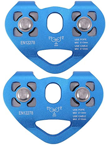 Duendhd 2 x herzförmige Doppelrolle, , 13 mm, Hochgeschwindigkeits-Zipline-Trolley, 24 kN