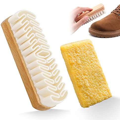 Cepillo para Gamuza y Zapatos de Ante - Limpiador Con Borrador de Goma y Cerdas Duras de Crepe para Cuero (Madera)
