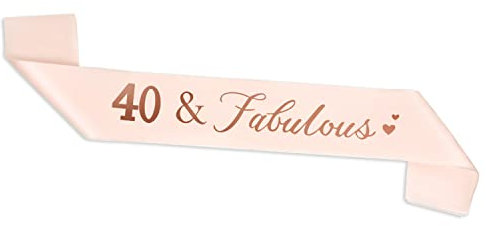 CHEERYMAGIC 40th Birthday Sash, Rose Gold Birthday Satin Sash for 40 Birthday Decorations Women Birthday Gift Party Accessories A3AXFAB (40 fabulous)