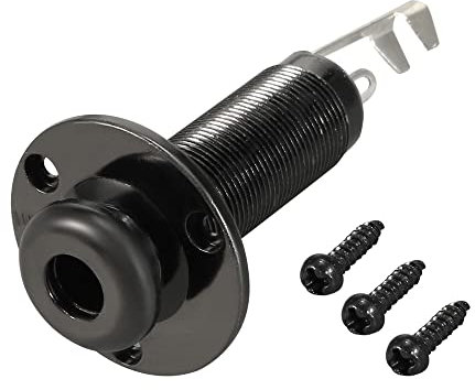 sourcing map 6.5mm(1/4 Inch) Electric Guitar Bass Mono Endpin Output Jack Strap Button Jack Socket for Acoustic Electric Guitars Black