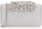 Dexmay Glitzer-Clutch-Tasche mit Kristall-Blumenverschluss, für Damen, Abendtasche, formelle Party, Geldbörse, Silber, Glitzer-Version/Silber, Medium