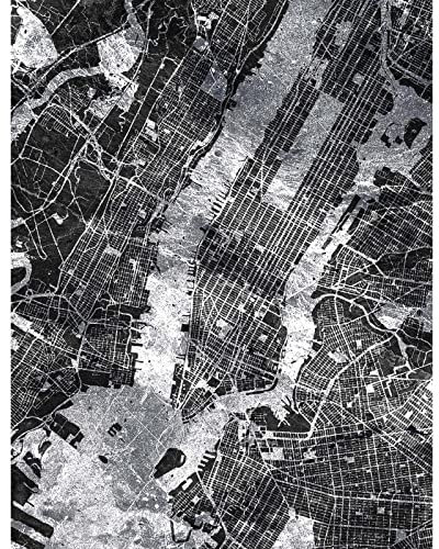 BRICOFLOR | Fototapete New York schwarz weiß | Moderne Bildtapete mit Stadtplan ideal für Schlafzimmer und Wohnzimmer | Vlies Tapete als Landkarte | 200 x 260 cm
