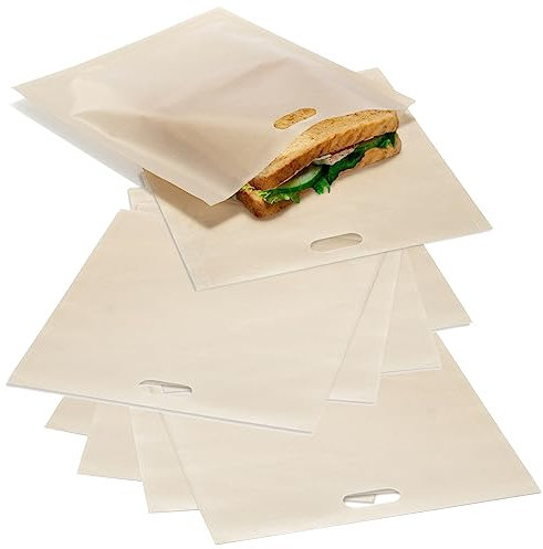 COM-FOUR® 10x Toastbeutel aus Teflon, wiederverwendbare Antihaft-Toasttüten, Toasttaschen für Käsetoasts im Toaster, Toastofen und Sandwichtoaster - pflegeleicht, hitzebeständig (10 Stück - Teflon)