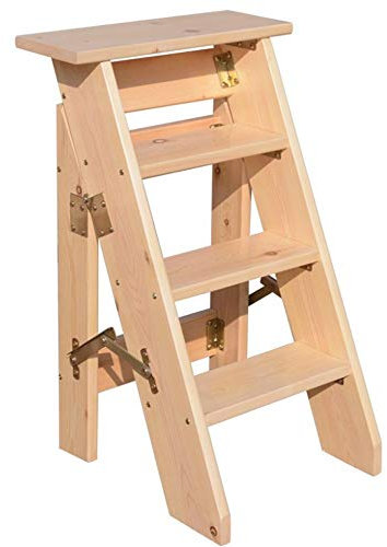 ZAANU Holzhocker, stabile Holzleiter, multifunktionale Holzleiter, Stuhl, verdickter Bibliotheks-Treppenstuhl, tragbare Lichtleiter, Garten-Werkzeugleiter, Loft-Küche