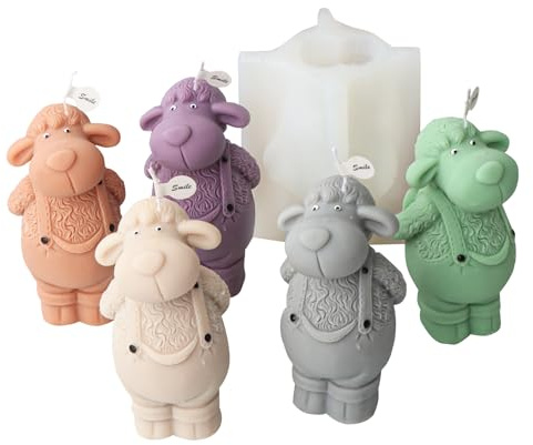 Xidmold Stehendes Schaf Silikonform Kerzenform Tier Silikon Formen für Fondant, Seife, Sojawachs Kerzen, Epoxidharz, Gips, Handwerk