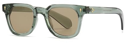 kachawoo Große quadratische Sonnenbrille Damen Mode Sonnenbrille für Freizeit Urlaub Dicke Rahmen Brillen UV400 Linse (green with yellow)