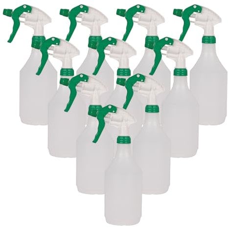 IDEAL 365 Empty Refill Spray Bottles with Trigger Spray Heads 750ml - Pack of 10 (Green)