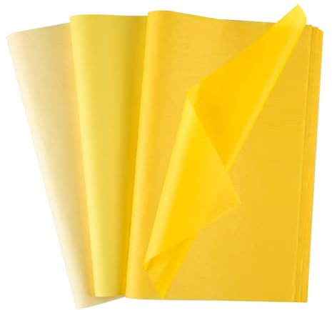 Morcheiong 60 Blatt gelbes Seidenpapier, mehrfarbig, Kunst, Geschenkverpackung, Seidenpapier, Großpackung, Geschenkverpackung, für DIY, Geburtstag, Hochzeit, Urlaub, Handwerk, Dekoration, Party,