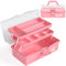 Cisivis 3 Regal Mehrzweck Aufbewahrungsbox, Bastelkoffer Aufbewahrung Kinder, Sortierbox, Organizer Box, Bastelbox, Nähkasten, Toolbox, Angelkoffer, Medizinkoffer - Rosa（30.5CM x 18CM x 15CM）