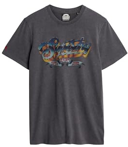 Superdry Herren T-Shirt mit Rockband-Grafik Anthrazit Grau XXL