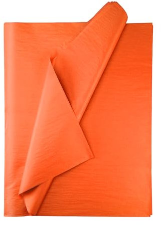 Seidenpapier bunt – 50 Blatt – 50 x 75 cm – Verpackungsmaterial für Kerzen, Kleidung, Seife – als Bastelpapier, Geschenkpapier – Hochzeit, Weihnachten – Füllmaterial in Versandkartons - ORANGE
