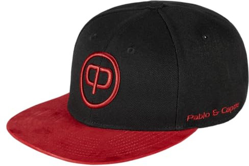 Pablo & Capone Snapback Cap | Herren Damen Unisex | Streetwear Kappe Mütze Classic | Schwarz Rot | Gerader Schirm