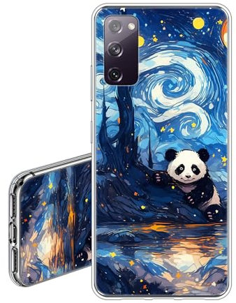 JEZSTHAI Custodia Compatibile con Samsung Galaxy S20 FE Cover Trasparente in Silicone Con Design Grafico,Ultra Sottile Antiurto Antigraffio Morbida TPU Protettiva Case,Panda