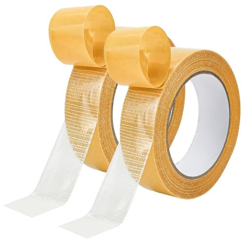 LPAMABA 2 Rollen 3cmx20m Extra Stark Teppichklebeband Spurlos Doppelseitig Klebeband Transparent Doppelseitig Teppichklebeband zum Basteln für Teppich Foto Wand Küche Zuhause Schule Universal