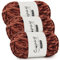 Coopay Chenille Wolle zum Häkeln, 3x100g Samtig Chenillegarn, Dicke Flauschige Weich Chenille Garn, Chenille Wolle, Weicher Plüschwolle Häkelgarn für Decken, Schals - Kaffee