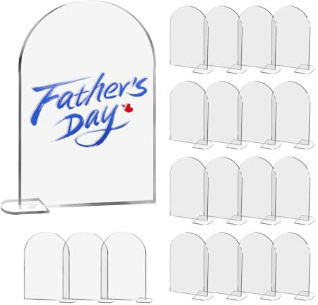Realand Acryl-Schilder mit Ständer, blanko, für Hochzeiten, Tischnummern, DIY, gewölbte Acryl-Schilder, Halter für Empfang, Event, Party, Restaurant, Tafelaufsatz, 20 Stück