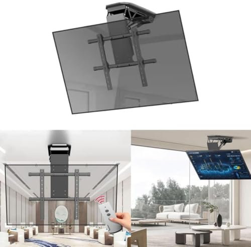 Motorized TV Ceiling Mount - Motorised TV Bracket, Fits 50-90 Inch TVs Motorised TV Lift, Electric TV Ceiling Mount with Remote Control and Switch Control, Electric TV Lift